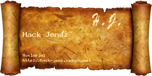 Hack Jenő névjegykártya